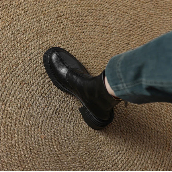 Santiag mi-haute noir Simili Cuir Femme - Élégance moderne avec talons carrés