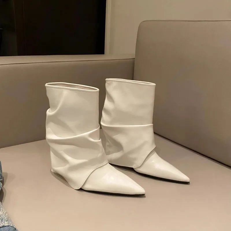 Botte haute blanc Synthétique Femme - Santiags blanches élégantes et modernes 2