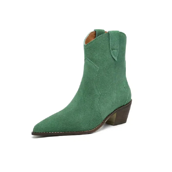 Santiag basse marron clair Daim Femme - Bout pointu et coutures élégantes