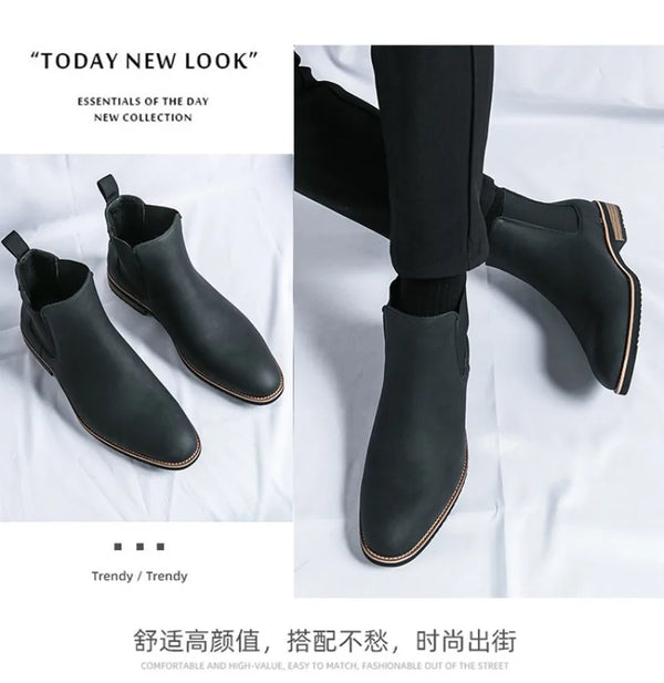 Santiag mi-haute camel Simili Cuir Homme - Élégance discrète avec bout pointu