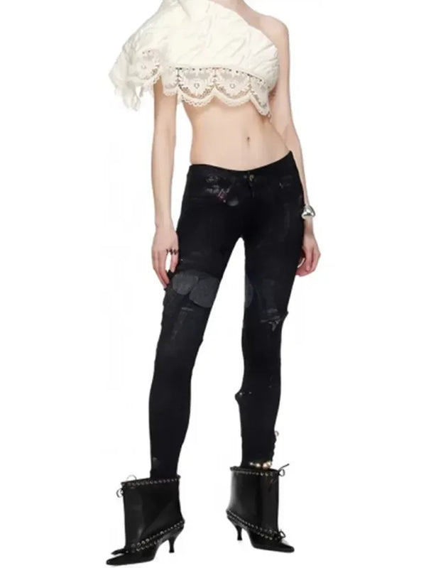 Santiag mi-haute marron Synthétique Femme - Lacets décoratifs et bout ouvert audacieux