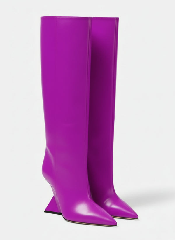 Botte haute violet Synthétique Femme - Silhouette élégante et bout pointu