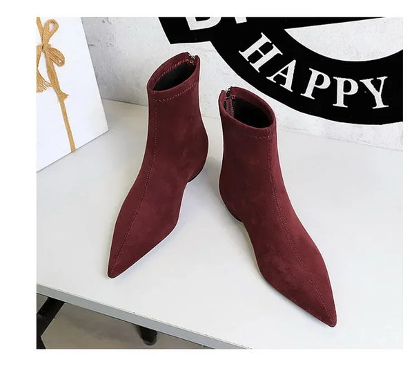 Santiag mi-haute noir Daim Femme - Élégance avec motif zigzag unique