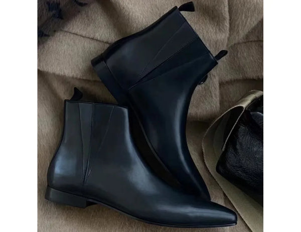 Santiag basse noir Cuir Femme - Élégantes et minimalistes à bout pointu