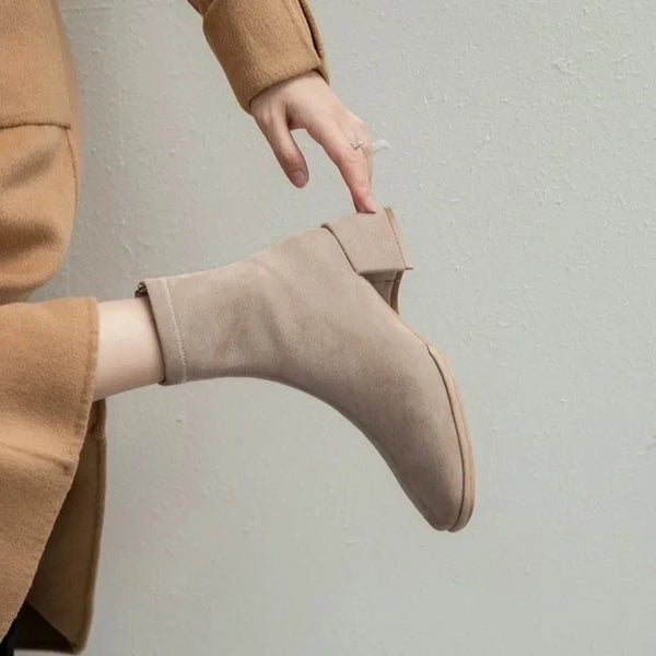 Bottine beige Daim Synthétique Femme - Élégance minimaliste et confort exquis