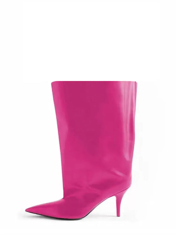 Santiag haute rose Synthétique Femme - Élégance moderne rose à talon aiguille