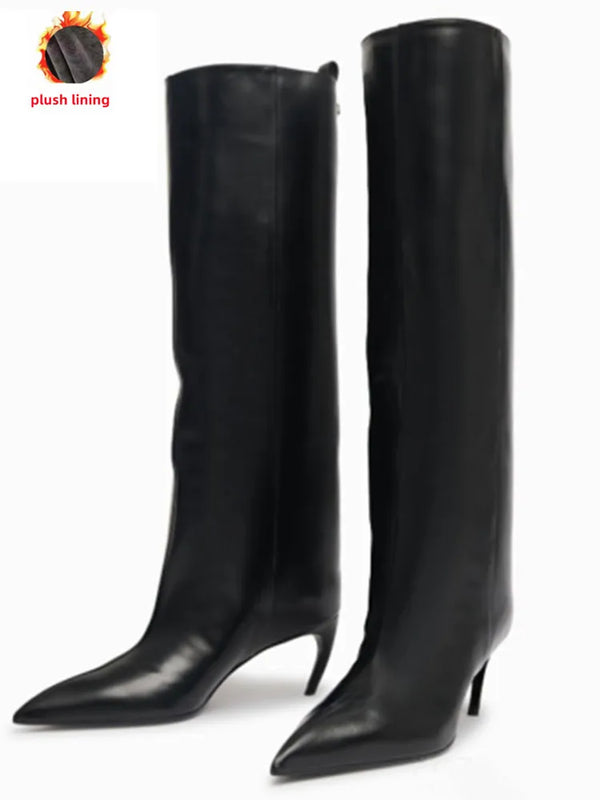 Santiag haute noir Synthétique Femme - Élégantes bottes noires à talon aigu