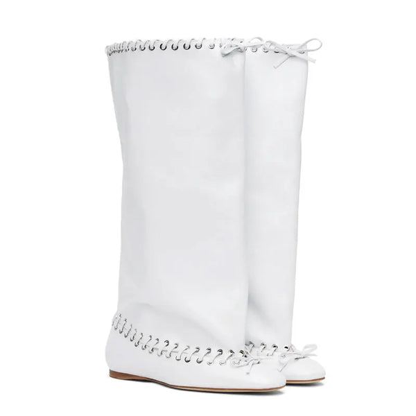 Santiag mi-haute noir Synthétique Femme - Design industriel œillets métal audacieux