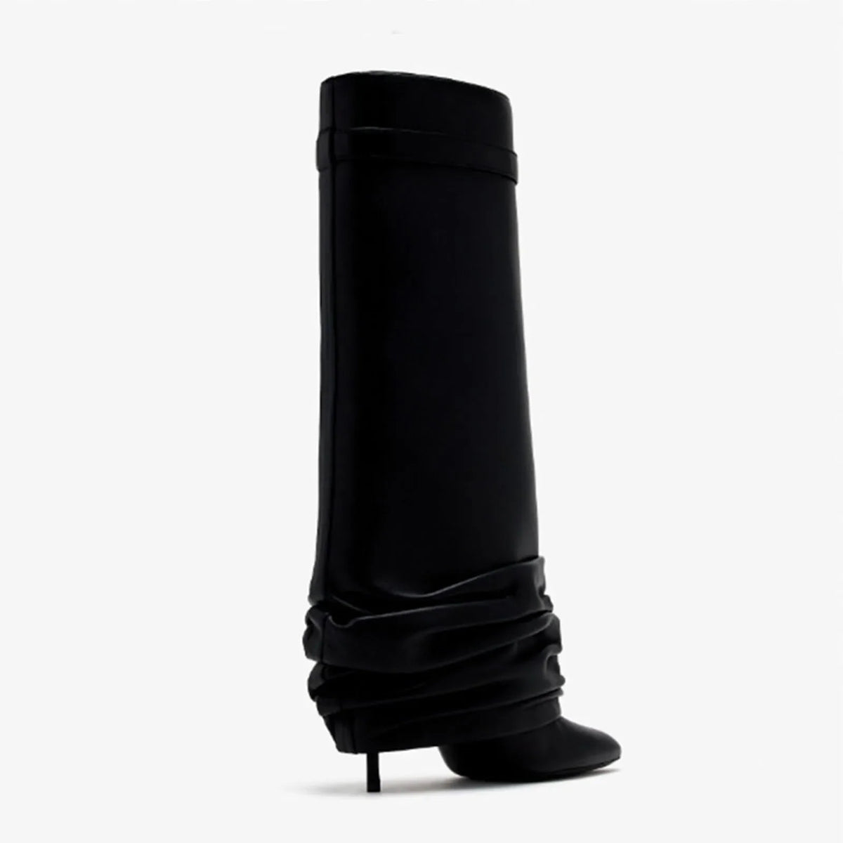 Botte haute noir Simili Cuir Homme - Style cowboy moderne avec cadenas doré 5