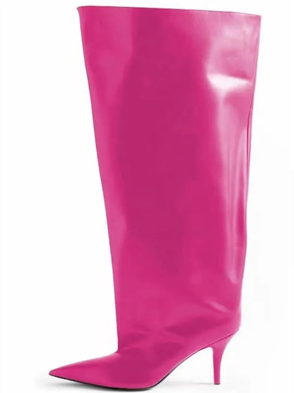 Santiag haute rose Synthétique Femme - Teinte rose vibrant, talon aiguille chic