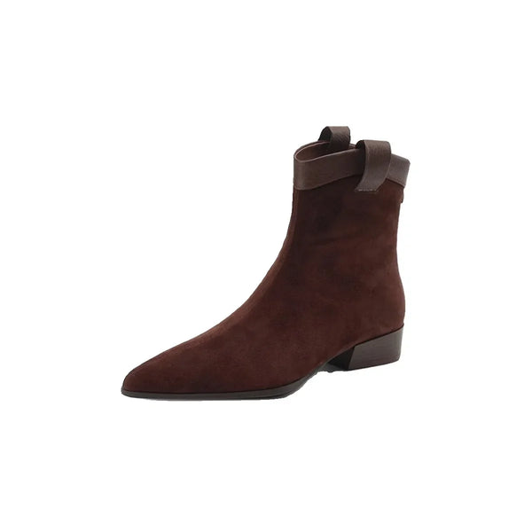 Santiag mi-haute marron Daim Femme - Élégance moderne avec bout pointu