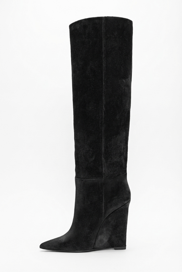 Santiag basse noir Daim Synthétique Femme - Elégance moderne avec talon compensé - side_view