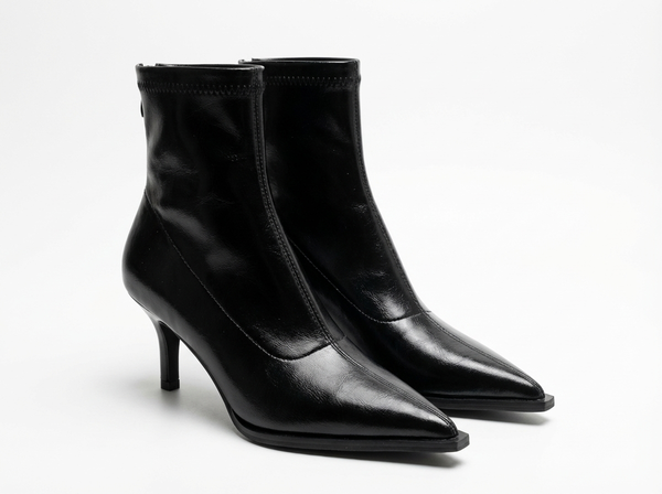 Santiag mi-haute noir Synthétique Femme - Élégantes bottes à talon fin - three_quarter_view