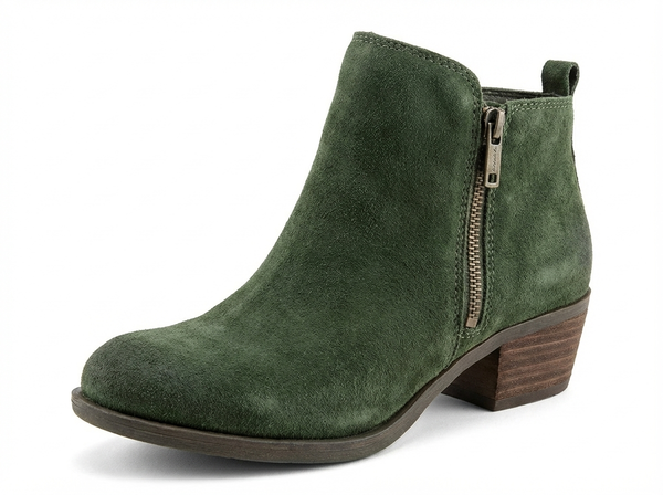 Santiag basse vert Synthétique Femme - Bottes de moto vertes à talon carré - three_quarter_view