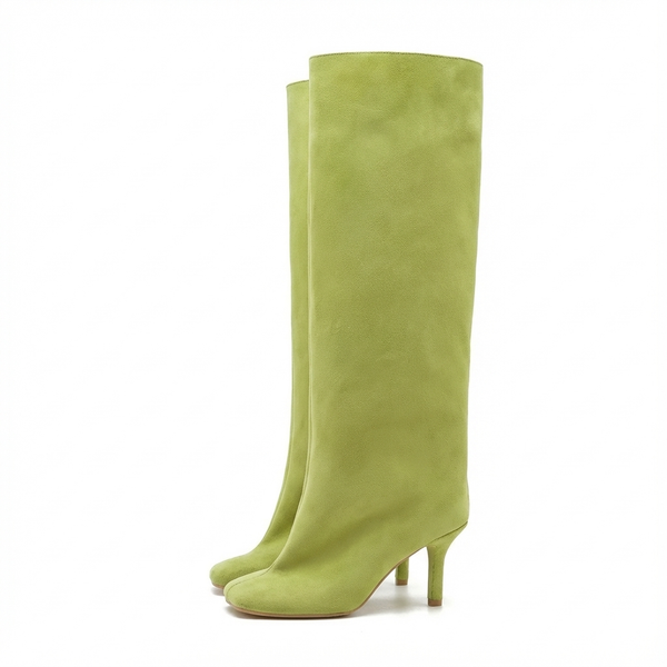 Santiag haute vert Daim Synthétique Femme - Bottes élégantes avec talons fins - side_view