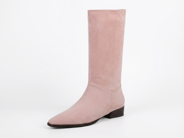 Santiag haute rose Daim Femme - Élégance avec allure subtile et moderne - three_quarter_view