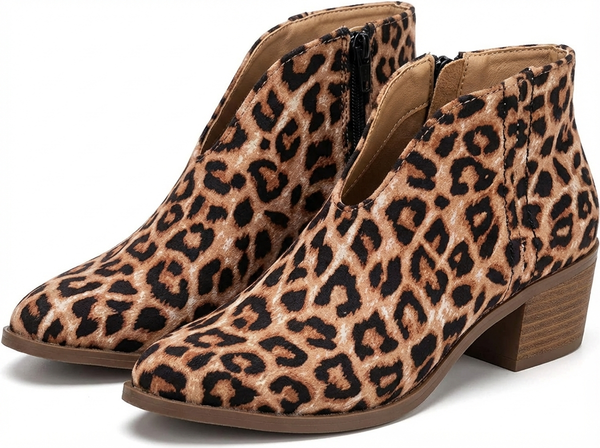 Santiag basse marron clair Synthétique Femme - Élégance audacieuse avec motif léopard chic