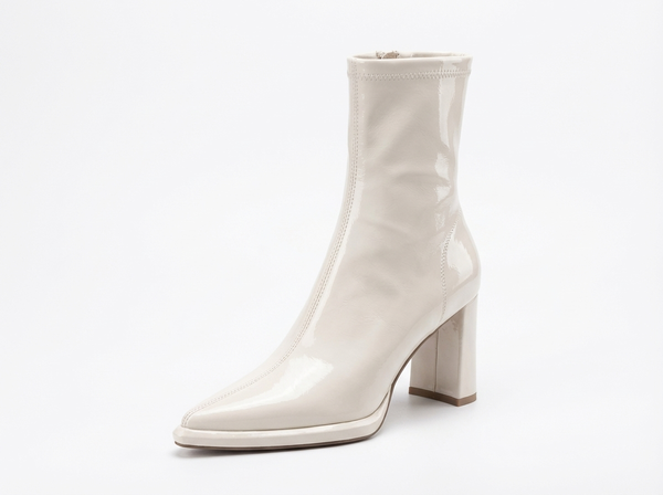 Santiag mi-haute blanc Simili Cuir Femme - Élégance moderne avec talon épais - three_quarter_view