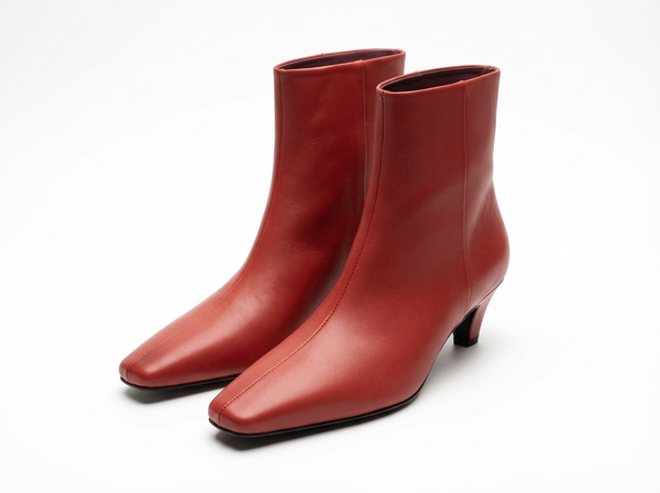 Santiag haute rouge Cuir Femme - Élégantes bottes rouges à bout carré - three_quarter_view