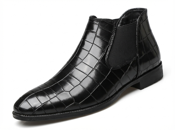 Santiag basse noir Simili Cuir Homme - Motif crocodile élégant et moderne