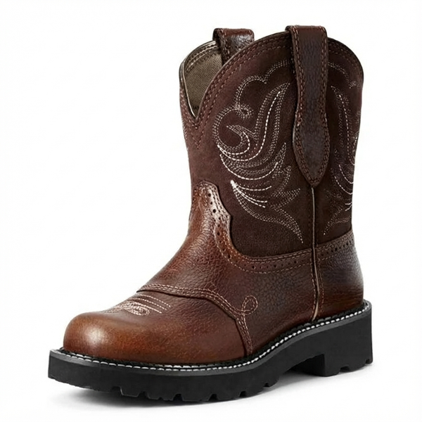 Santiag mi-haute marron Simili Cuir Femme - Motifs brodés et allure western distinctive - side_view