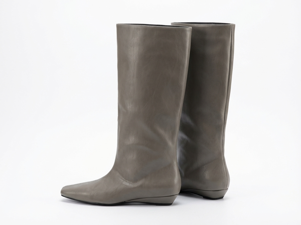 Santiag mi-haute gris Synthétique Femme - Bottes grises modernes à bout carré - three_quarter_view