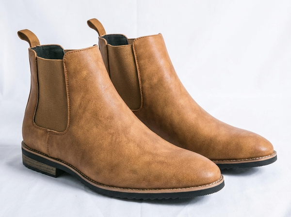 Santiag mi-haute camel Simili Cuir Homme - Élégance discrète avec bout pointu