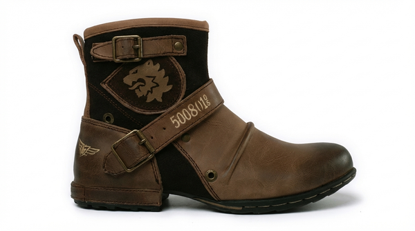 Santiag haute marron Synthétique Femme - Ornée de motifs floraux élégants - side_view