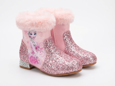 Santiag mi-haute rose Synthétique Enfant - Paillettes roses et fourrure douce - three_quarter_view