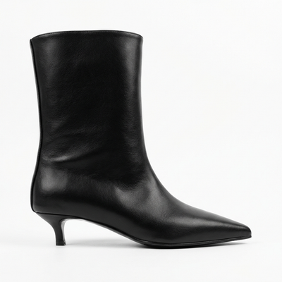 Botte haute noir Simili Cuir Femme - santiags modernisées au design minimaliste - side_view