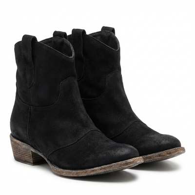 Santiag basse noir Daim Femme - Style moderne avec sangle latérale chic - three_quarter_view