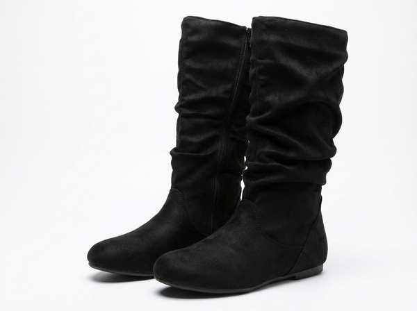 Santiag mi-haute noir Simili Cuir Femme - Silhouette épurée à bout arrondi élégant