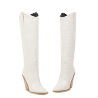 Santiag haute jaune Simili Cuir Femme - Motif crocodile élégant avec talon incliné 3