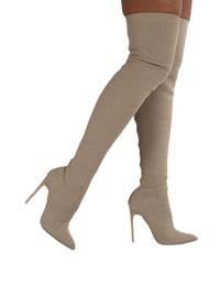 Santiag haute beige Synthétique Femme - Élégance audacieuse à talons aiguilles 2