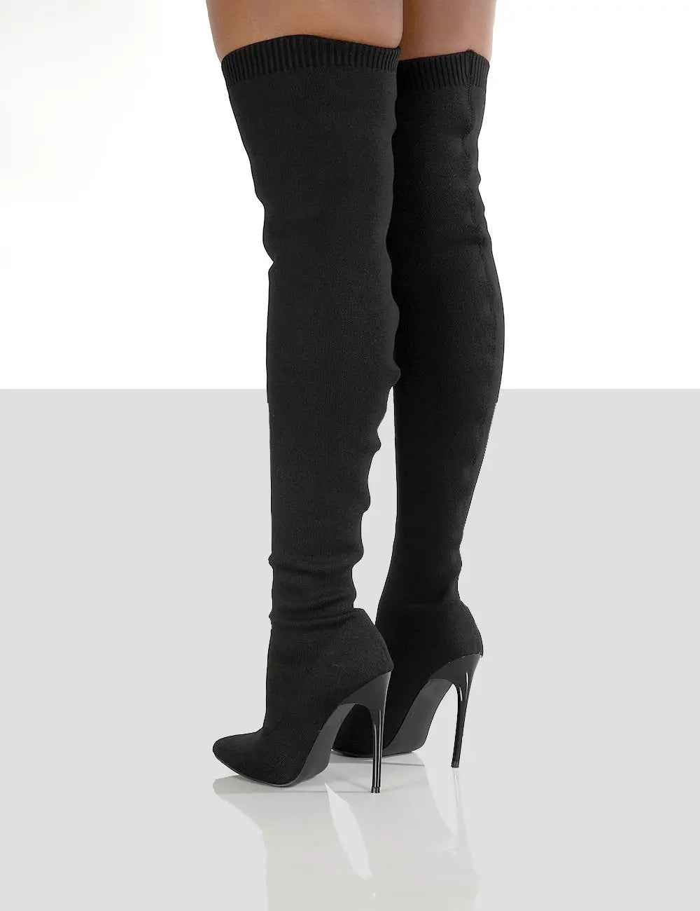 Botte haute noir Synthétique Femme - Santiags noires modernes à talon aiguille 4