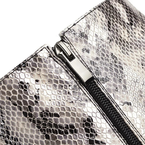 Santiag haute gris Synthétique Femme - Bottes python élégantes à talon aiguille