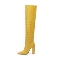Botte haute jaune Daim Synthétique Femme - Bottes santiags audacieuses couleur jaune vif 1