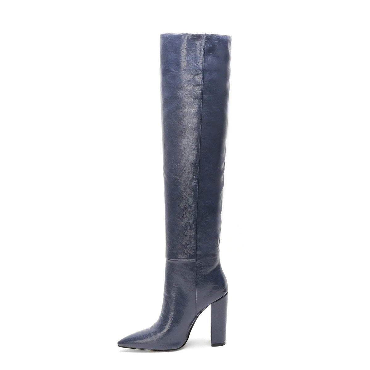 Botte haute bleu Daim Synthétique Femme - Santiags féminines bleues à bout pointu 3