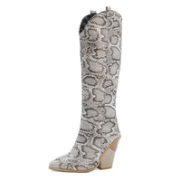 Santiag haute marron foncé Daim Synthétique Femme - Motif crocodile et talon incliné robuste 3