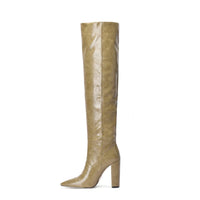 Botte haute beige Daim Synthétique Femme - Santiags camel python, élégance audacieuse 2
