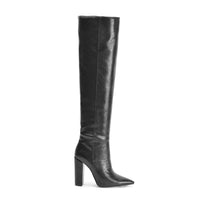 Botte haute noir Daim Synthétique Femme - Aspect python, coupe élégante, style western 2