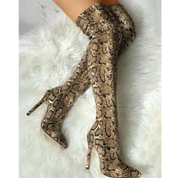 Santiag haute marron Synthétique Femme - Motif léopard et talons aiguilles fins 2