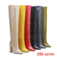 Santiag haute noir Daim Synthétique Femme - Élégantes avec talon carré stable 1