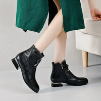 Bottine à talon noir Cuir Femme - Santiags à texture crocodile et nœud 8