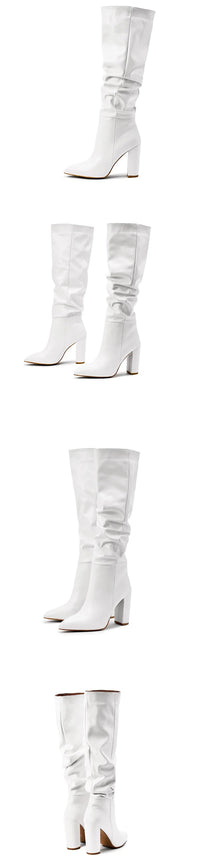 Santiag haute noir Simili Cuir Femme - Élégance pointue avec talons carrés 2