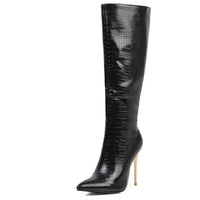 Santiag haute noir Synthétique Femme - Motif crocodile, talon aiguille chic 3