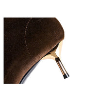 Bottine à talon Daim Synthétique Femme - Talons aiguilles dorés et bout pointu métal 4