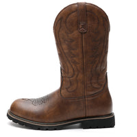 Santiag mi-haute marron Simili Cuir Homme - Coutures décoratives et semelle crantée 3