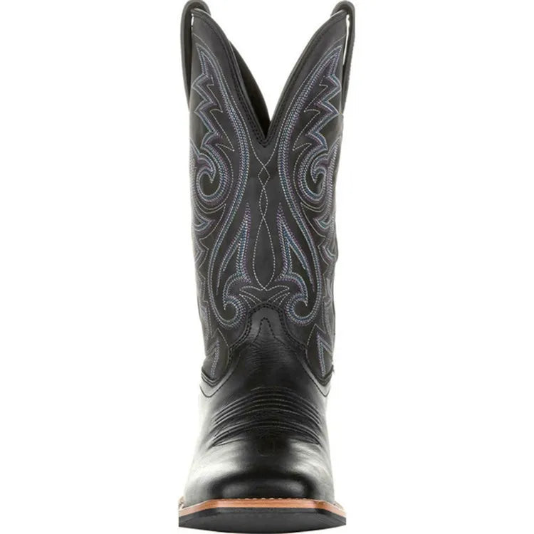 Santiag mi-haute noir Simili Cuir Homme - Broderie western et bout pointu distinctif 3