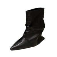Santiag mi-haute argentée Simili Cuir Femme - Bottes modernes argentées à talons fins 4